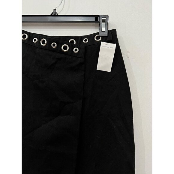 New Maje Size 40 Eyelet Cotton-gabardine Black Mini Skirt Going Out Streetwear - Picture 10 of 12